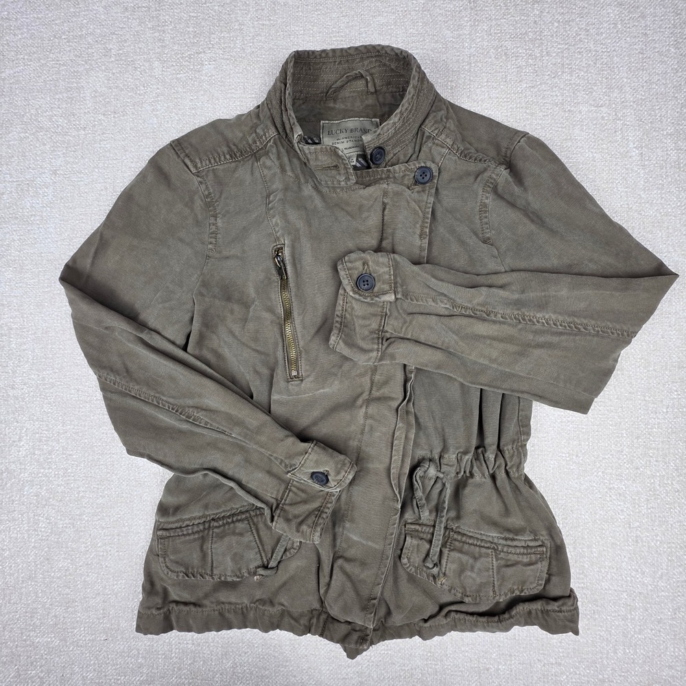 Lucky Brand Womens Olive Green Military Utility Jacket Large 7W30961 Field Coat